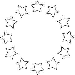 Stars in circle icon. Round star frame template