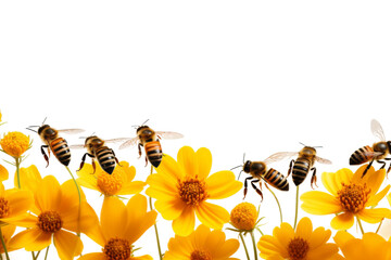 Bee Queue for Nectar Isolated on Transparent Background - obrazy, fototapety, plakaty