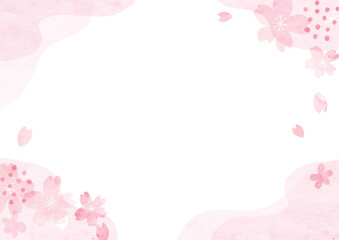 Fototapeta na wymiar 水彩風の桜のフレーム