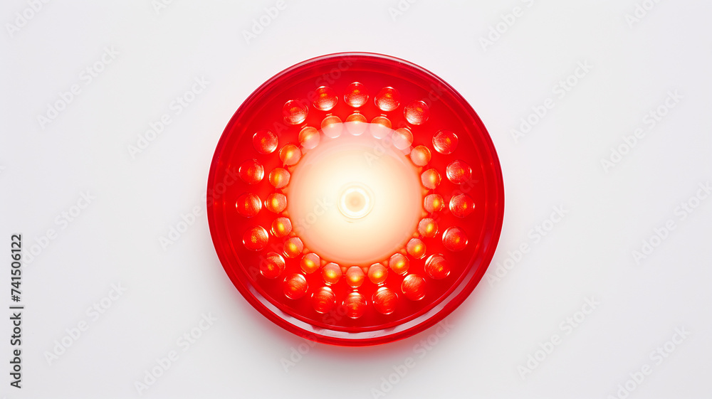Poster red light fluorescent button isolated on the background of computer graphics website design