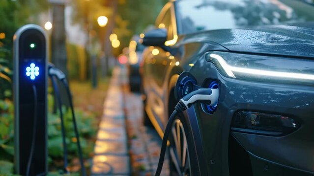 charging an electric car battery, new innovative technology EV Electrical vehicle