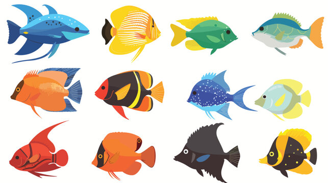 Vector aquarium fish silhouette illustration.