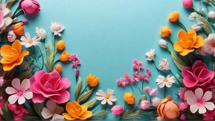Fototapeta na wymiar A Whimsical Tapestry of Springtime Flowers ,spring flowers border