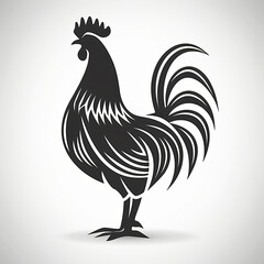 Chicken silhouette. Rooster black icon.