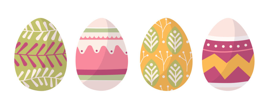 Adorable easter  eggs. Hand drawn cute easter eggs set. Spring modern vector illustration for print design,  poster, card, scrapbooking , stickers, greeting cards, Easter, thanksgiving.