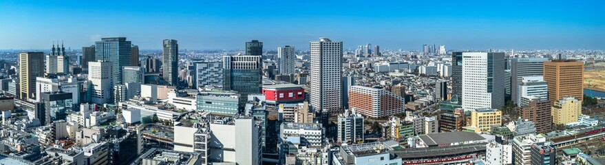 川崎駅前のパノラマ都市風景【神奈川県・川崎市】　
Panoramic view of Kawasaki City - Kanagawa, Japan