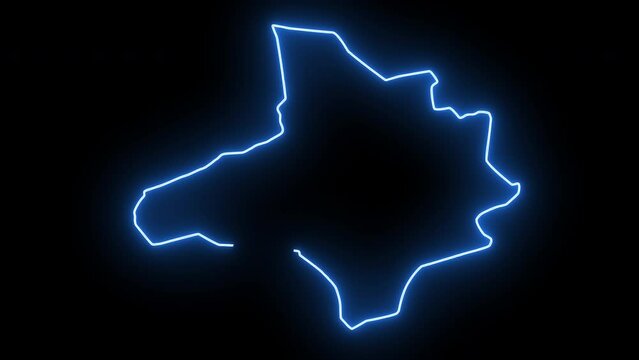 map of Armero in colombia with glowing neon effect