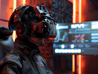Man Immersed in Gaming Experience in Virtual Reality