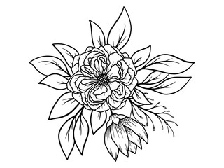 Flower Line Art Bouquet Arrangement