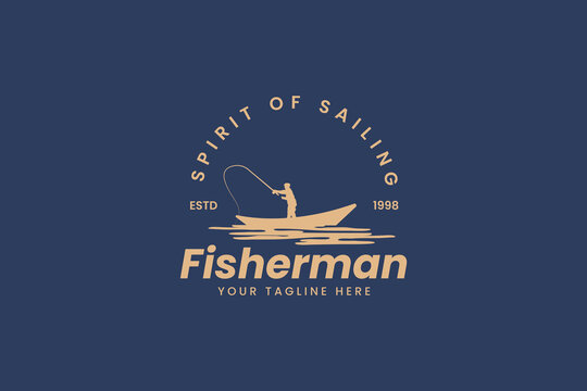 fisherman logo vector icon illustration