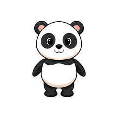 Cute baby panda standing on white background