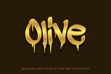 Olive 3d text effect, luxury editable template