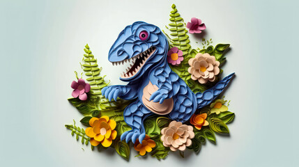 a tyrannosaurus created with the intricate quilling technique