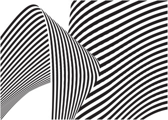 optical art wave background black and white, vector Psychedelic background. Op art, optical illusion.