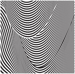 Optical art background, geometric wave pattern design, black and white, Vector wave stripes abstract background.eps 10 .