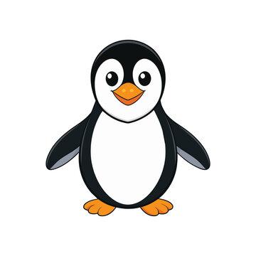Cute penguin standing vector icon illustration