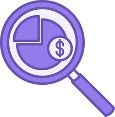 Financial Monitoring Color Icon. Business Analysis Financial Graph. Vector Icon. Data Analytics in a Magnifying Glass. Business and Finance Concept
