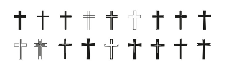 Crucifix icon. Easter. Vector illustration on a white background. - obrazy, fototapety, plakaty