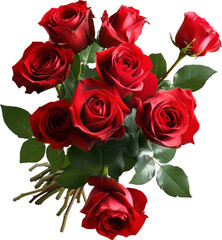Obraz premium Bouquet of roses isolated on transparent background. PNG