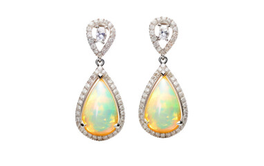 Exploring Elegance with Ethiopian Opal Teardrop Earrings on white background