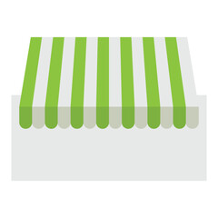 Set of different striped awnings isolated on white background, color vector illustration. Outdoor canopy with various edges. Marketplace tent roof, template for design. Eps file 484.