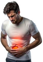 man with a stomach pain