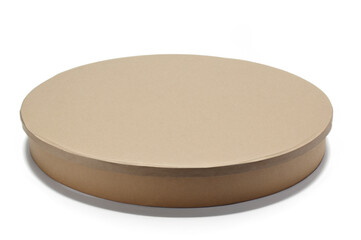 round cardboard box with lid on white background. isolated.