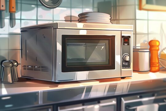Microwave Oven on Kitchen Counter