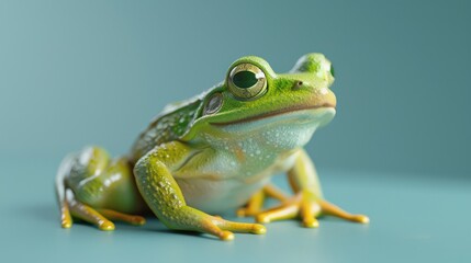 Obraz premium Green frog animal photography with copy space, ideal for an animal-themed banner background for Leap Year or Leap Day celebration on February 29th