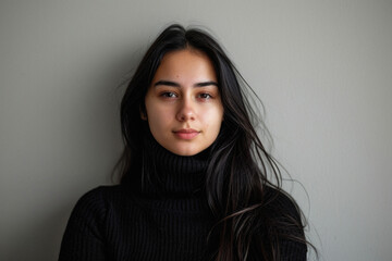 Fototapeta premium Happy attractive confident young adult or mid aged European woman posing for beauty aesthetic portrait. Beautiful lady smiling on background, attractive female model looking at camera. Close up face .