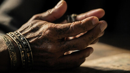 Close-up of hand praying