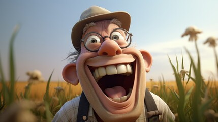 Energetic and Fun Cartoon Character Laughing in Cinematic Style
