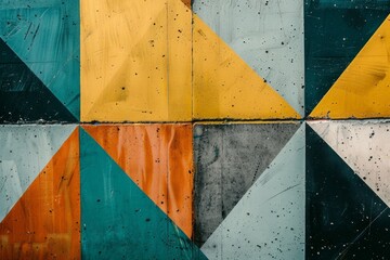 Colorful Geometric Expressions - A splash of geometric abstraction and color in an urban setting, a celebration of street art.