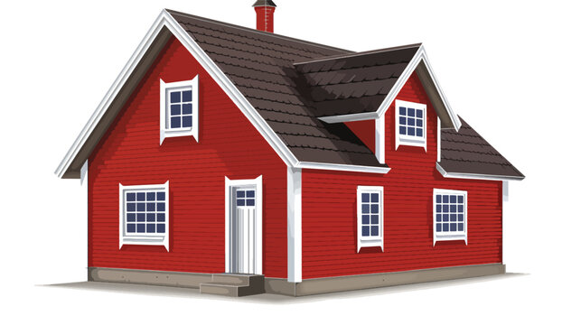 Vector illustration of cool detailed red house icon