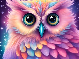 cute bird head with colorful owl