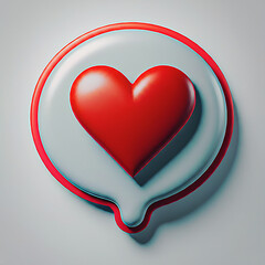 heart with bubble speech 3d icon