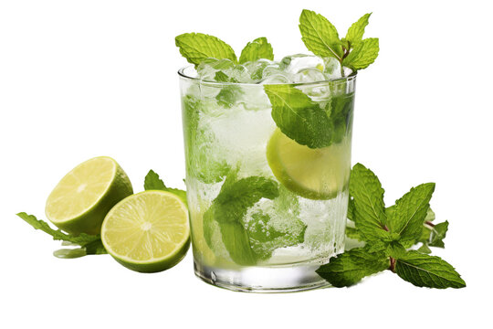 Cool Mojito Lime Mint Refreshment Isolated on Transparent Background