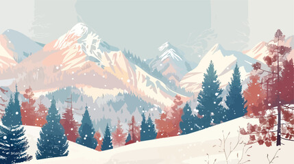 Vector illustration Winter Mountains landscape 