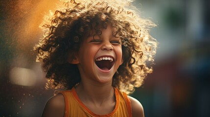 Joyful laughter captured in a cinematic portrait shot