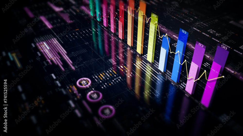 Leinwandbilder business presentations with this stock market trading info graphic. vibrant animated graphs and char