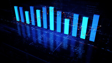 Business presentations with this stock market trading info graphic. Vibrant animated graphs and charts on a monitor display screen provide insightful data analysis, for productive business meetings
