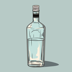 Isolated vodka gin bottle mockup, alcohol drink packaging template. Vector illustration