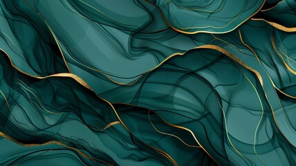 Elegant Abstract Teal and Gold Marble Texture for Luxury Background Design