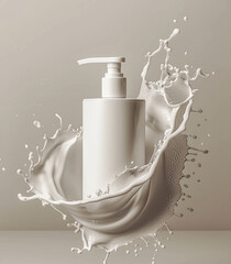 bottle of perfume or cosmetic splash on the milk