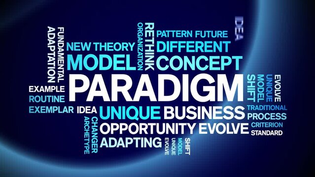 Paradigm animated word cloud;text design animation tag kinetic typography seamless loop.
