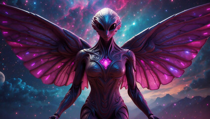 An female alien with wings