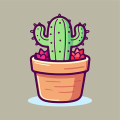 cactus succulent pot icon vector
