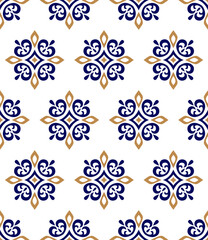 Vector beautiful damask pattern. Royal pattern with floral ornament. Seamless wallpaper with a damask pattern. Vector illustration. - 741527957