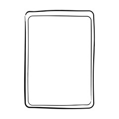 Frame border curved double line grunge shape icon, vertical rectangle decorative doodle element for design in vector illustration
