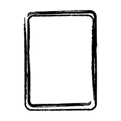 Frame border curved double line grunge shape icon, vertical rectangle decorative doodle element for design in vector illustration
